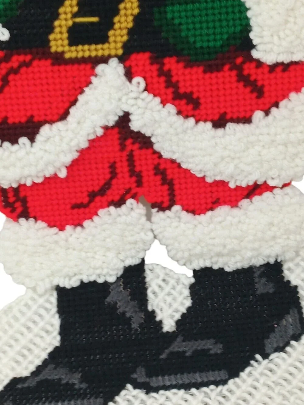 VTG Christmas Door Hanger Santa Needlepoint Plastic Canvas Art Handmade 24